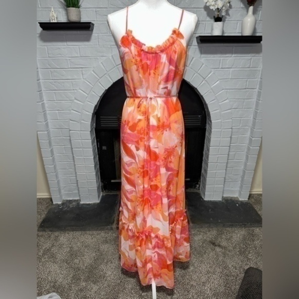 NICOLE MILLER NEW YORK Floral Print Maxi Dress Size Medium Floral Barbie Hawaii.